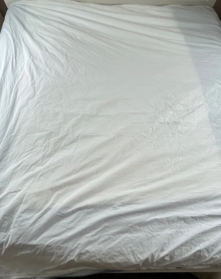 RESTORATION HARDWARE QUEEN Duvet Cover Blue White Brown Satin Stitch Italy 86x84 - Image 2 of 4