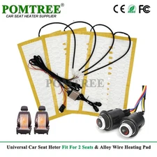 Car Seat Heater Kit 12V Alloy Wire Heating Pads 6-Levels Rotate Switch Fit 2Seat