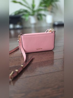 NWT Michael Kors Bryant Small Pebbled Leather Convertible Pochette Primrose