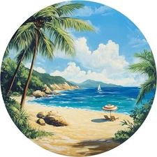 Summer Beach Chairs Tin Metal Signs Funny Round Aluminum Metal Tin Sign for Home