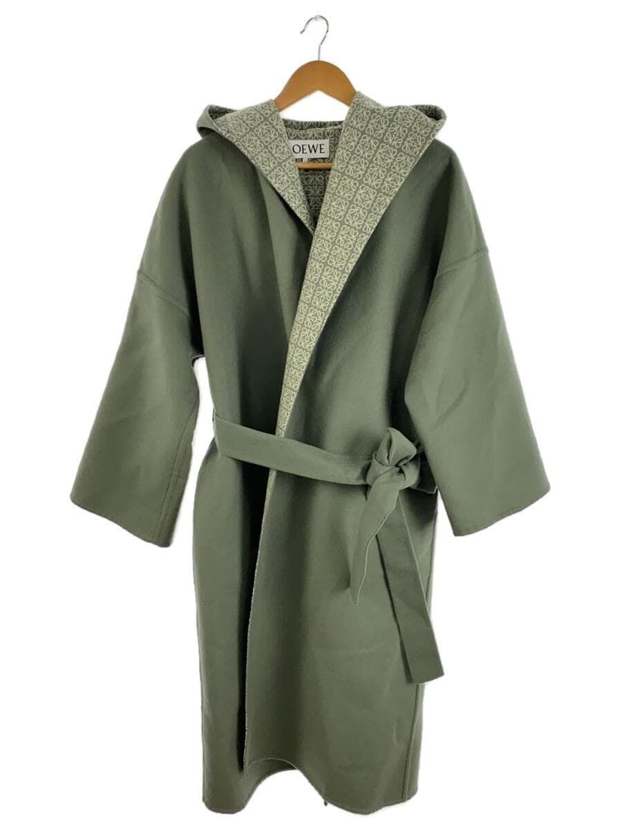 ALTRA Cappotto con cappuccio jacquard LOEWE altro anagramma 32 lana verde