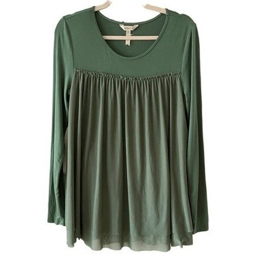 B2 Matilda Jane Green Long Sleeve Gathered Tunic Top Women's Size S