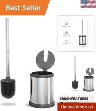 Toilet Brush with Lid - Sleek Toilet Bowl Brush and Holder - Toilet Scrubber ...