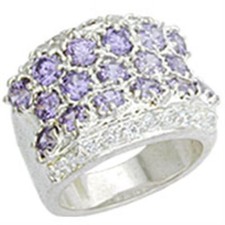 Women's Ring, Light Purple CZ, Sterling Silver, Statement, Sparkling Ring
