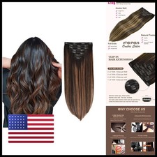 Luckyaisha Clip in Hair Extensions 16 Inch 1B/6/1B 120g 7pcs Straight Human