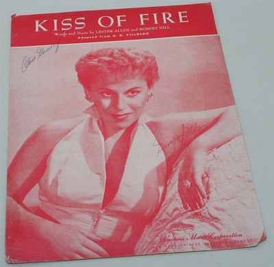 1952 Kiss of Fire by Allen/Hill Georgia Gibbs Cover Photo SHEET MUSIC