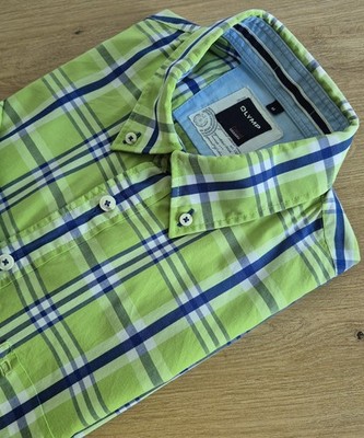 Olymp Casual Langarm Hemd Gr. M, 39/40 cm, Grün, Blau, Weiß, wie neu!