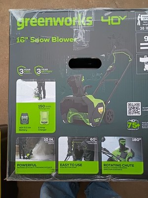 Greenworks 40V 16 inch Cordless Snow Blower w/ 5Ah Battery+Charger Brand New