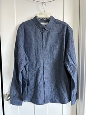 Old Navy Slim XL Blue Chambray Cotton Linen Button-Up Long Sleeve Shirt Men s