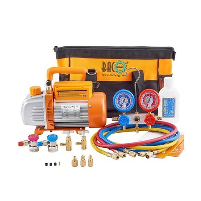 BACOENG 3.6CFM 1/4HP AC Vacuum Pump and Gauge Set, HVAC Vacuum Pump Kit for A...