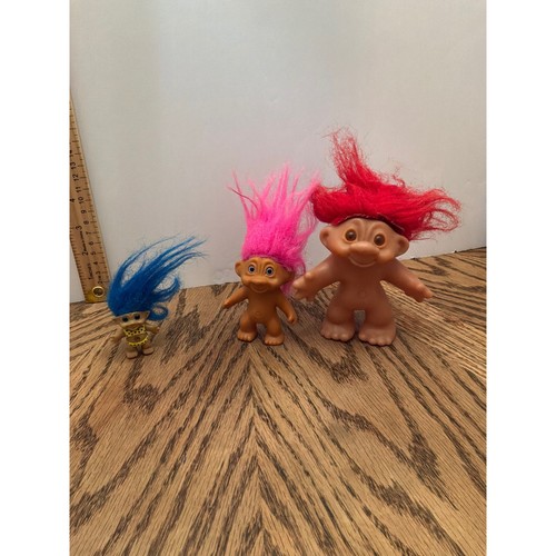 [Retro] Unisex Dam & Unbranded Troll Doll Lot 3pc Multi-Color