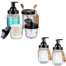 Amolliar 4PCS 2PCS Black Mason Jar Bathroom Accessories Set- 3pcs Foaming S...