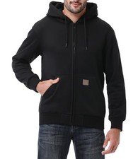 Men's Loose Fit Heavyweight Full Zip Fleece-Lined Hoodie XX-Large Black