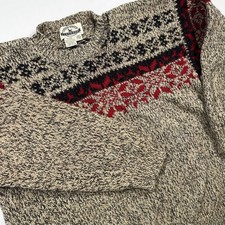 Vintage Eddie Bauer Legends Men  s Wool Pullover Sweater Cabin Nordic L HOLES