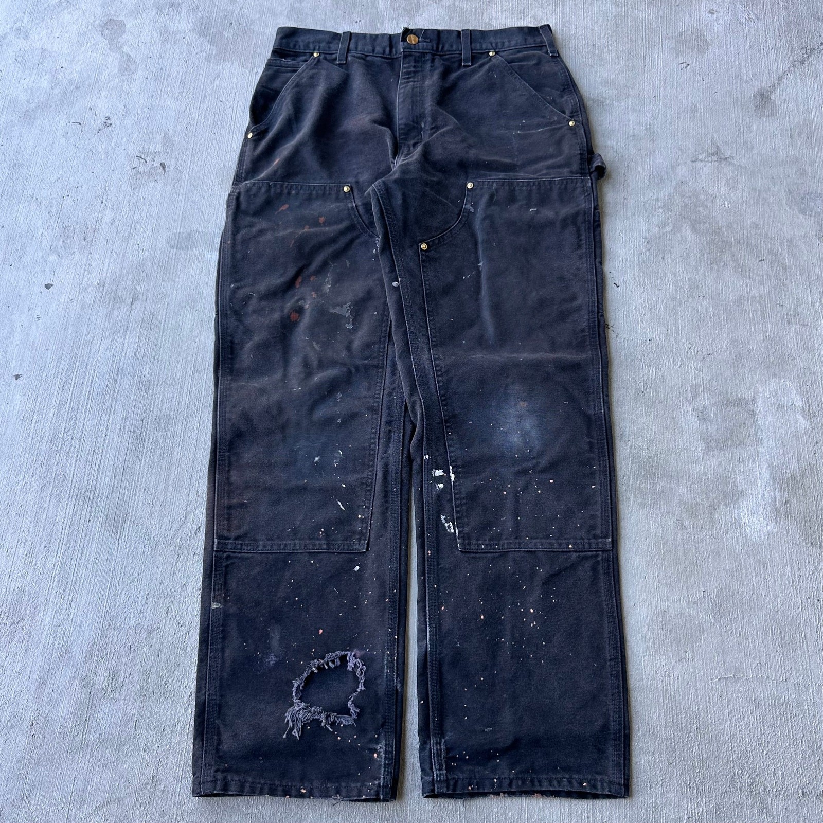 Vintage Y2K Carhartt black double knee work wear carpenter pants