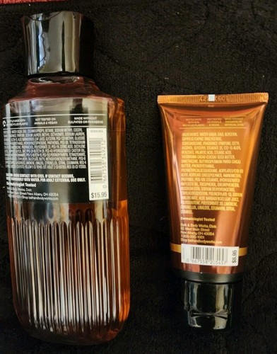 Bath & Body Works Mahogany Teakwood 10oz Shower Gel + Cream Travel Size 2.5oz - Picture 2 of 2