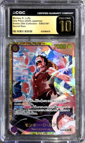 One Piece TCG JPN Monkey D. Luffy SEC CGC 10 Pris. 25th Collection EB02-061 2025
