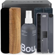 Vinyl Record Cleaning Kit W/ Fiber Brush Clean Solution Cloths  Metal Case MEW