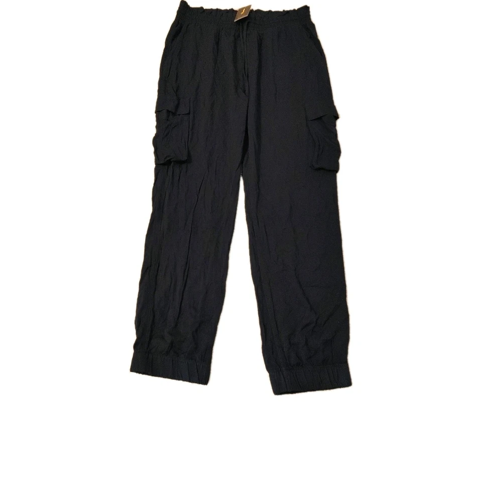 NUEVO Pantalones Shinestar Bolsa de Papel Estilo Talla XL Cintura Elástica Cordón y Bolsillos Negro Foto 4 de 4