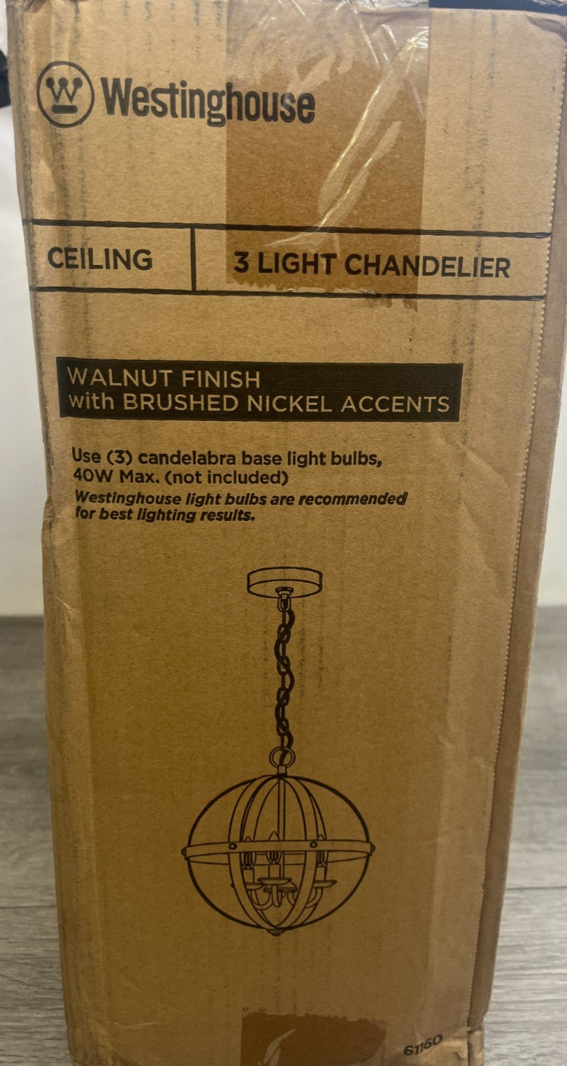 Westinghouse 6116000 Stella Mira 3 Light 15"W Pendant - Walnut / Brushed Nickel