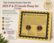 2025 P & D LINCOLN PENNY COIN SET... 2 BU COINS.  SERIES END.   HOT SELLER!!