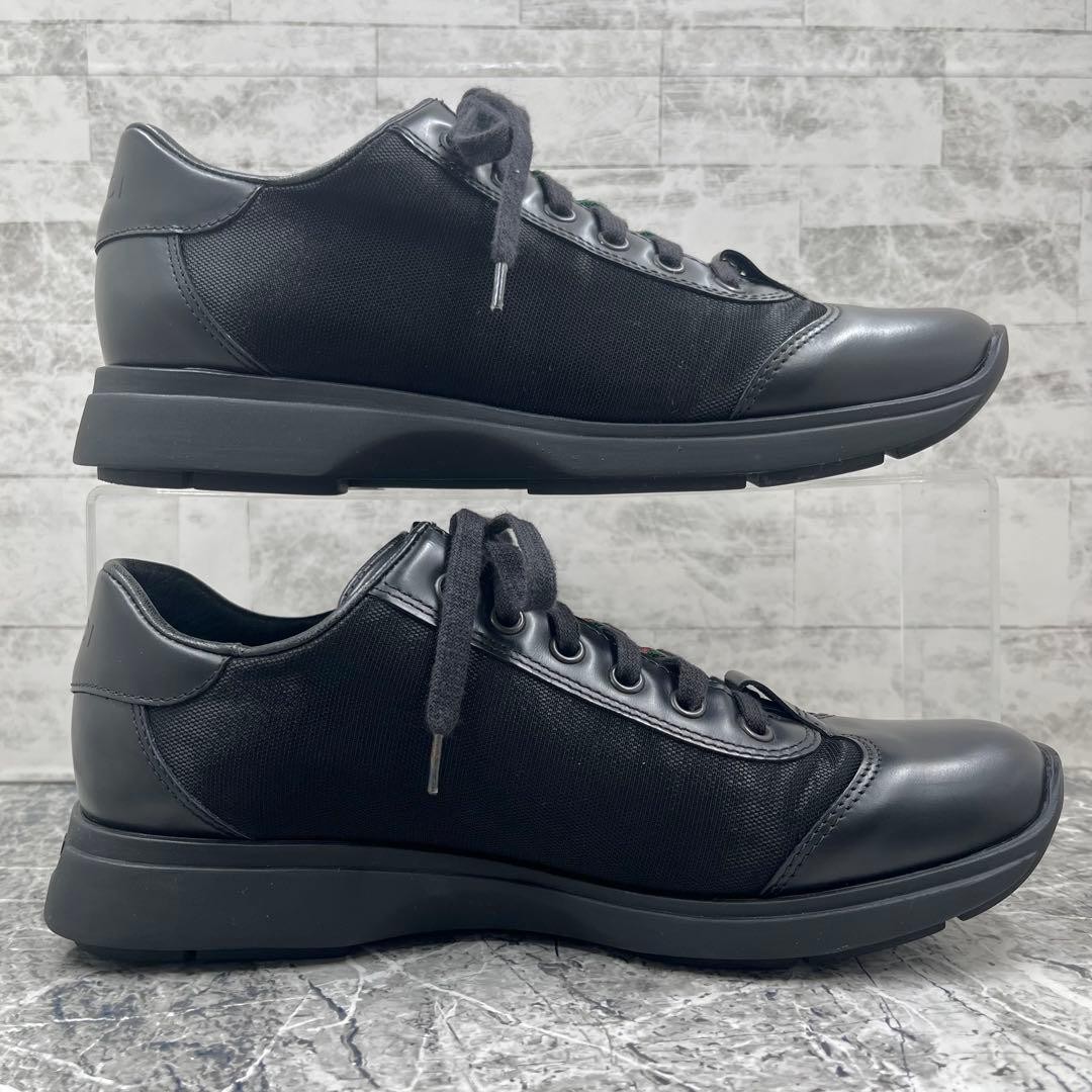 Auth Gucci Leather Sherry Line Lace Up Low cut Sneakers Black EU38 US8 UK5 Women thumbnail 17