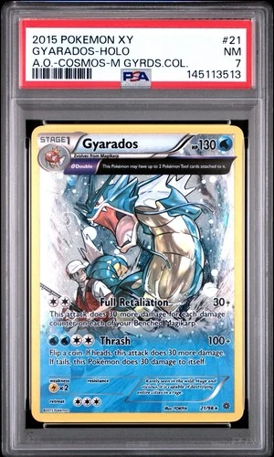 2015 POKEMON XY ANCIENT ORIGINS #21 GYARADOS HOLO COSMOS PSA 7