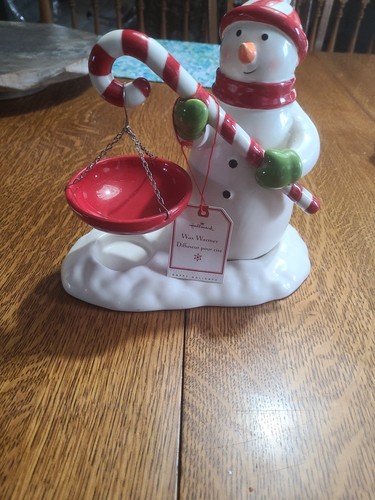 HALLMARK Wax Tart Warmer Snowman Candy Cane TEALIGHT Votive Candle - Picture 1 of 4