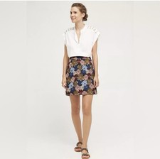 Anthropologie Maeve Skirt Floral Mini Sz 12 Vibrant Bohemian Boho Women  s Pencil