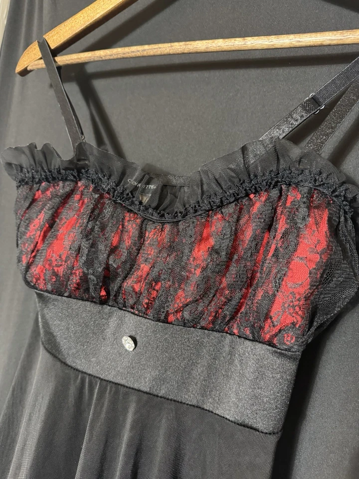 Lencería camisón babydoll negro y rojo Whimsigoth Coquette Vamp Fairy Foto 2 de 4