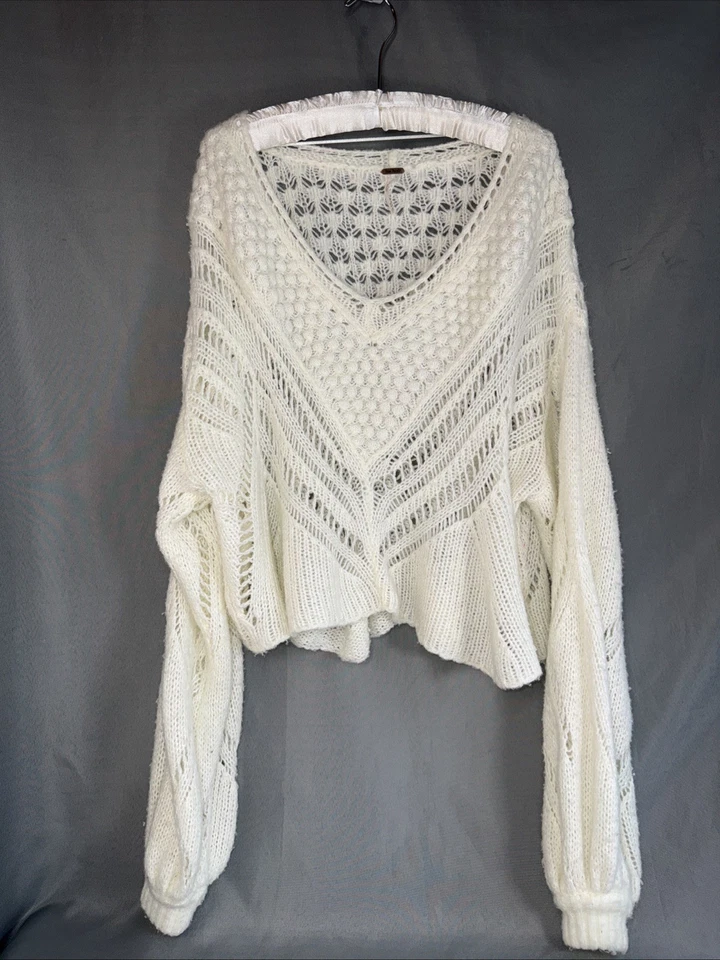 Free People Women’s Sweater Alpaca Wool Blend Size Medium Off White - Image 2 of 4