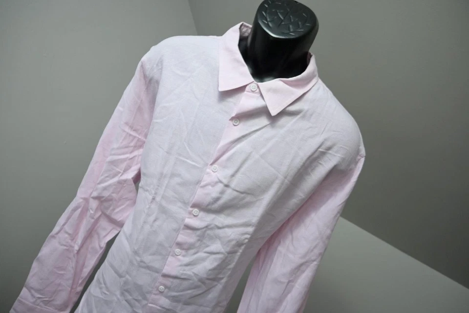 Camisa de vestir Onia de lino viscosa con botones rosa manga larga para hombre talla XL Foto 3 de 4