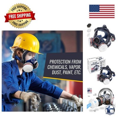 Adjustable Full Face Respirator with Dual Charcoal Filters - Safe & Comfortable