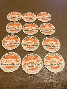 Lot of 12 Palmer’s Dairy Orange Nip Milk Caps 