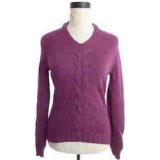 Banana Republic Purple V Neck Sweater XS Angora Rabbit Blend 