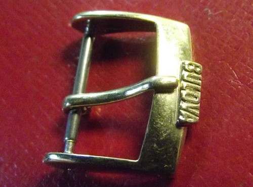 BULOVA - RARE VINTAGE GOLD COLOR BUCKLE 14/16/18 mm INSIDE - SWISS MADE - Imagen 3 de 8