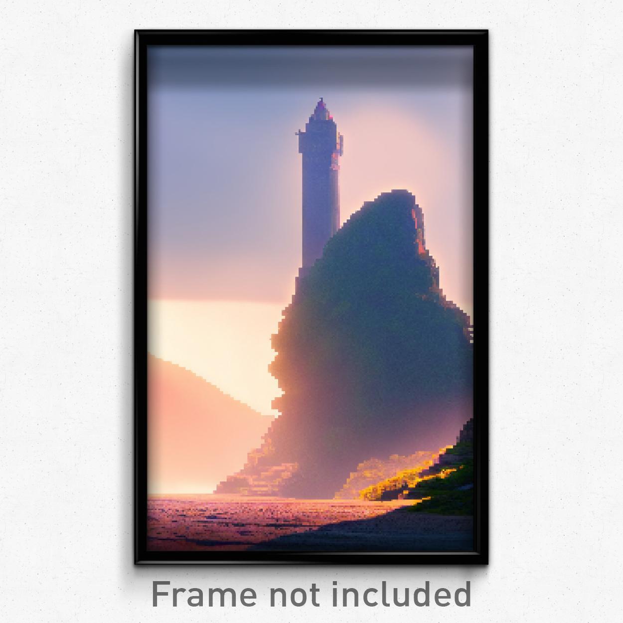 8 Bit Pixel Art Poster - Thick Landmark Trippy Video Game Wall Print