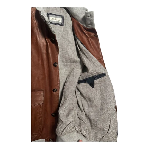 G. Inglese Handmade Leather Jacket - Brown - Bomber / Field Style - Size 50 image 5