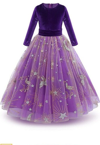 Small Girls Vintage Floor Length Princess Dress Size 4 To 5 Sky purple 💜 Color - Picture 6 of 9