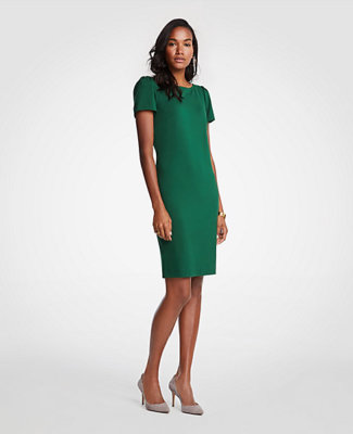 NWT Ann Taylor Puff Sleeve Ponte Sheath Dress in Green Sizes 2 0P | eBay