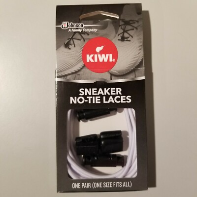 ( Qty 2 ) Kiwi Sneaker NO-TIE Laces ( One Size Fits All ) White