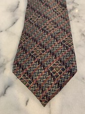 Chaps Ralph Lauren Vintage 100 Silk Geometric Tie Made In USA