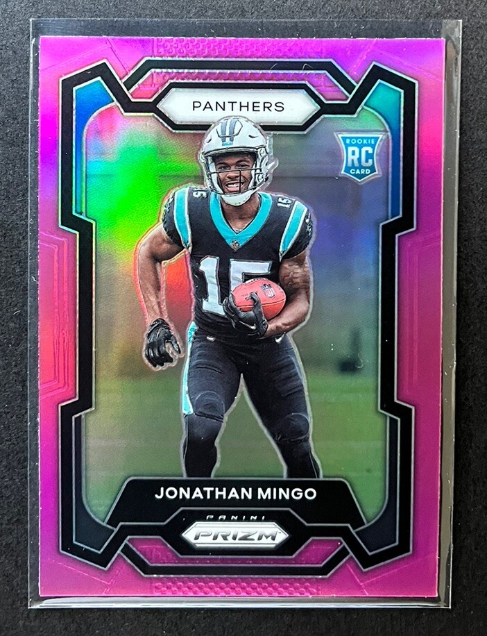 2023 Panini Prizm Football #312 Jonathan Mingo Pink Prizm RC Rookie Panthers SP