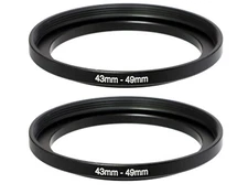 (2 Pcs) 43-49mm 43mm to 49mm Metal Step Up Lens Filter Ring Adapter US Seller