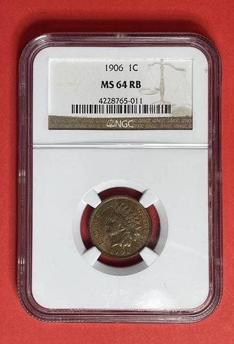 1906 Indian Head Cent, NGC Graded MS64RB.
