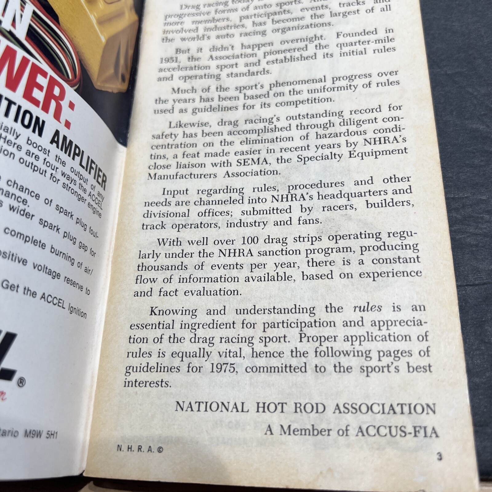 1975 National Hot Rod Association Drag Rules Booklet.