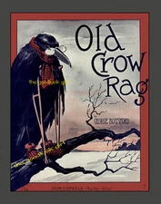 5x7 Vintage 1909 OLD CROW RAG sheet music cover bird Art print FUNNY!