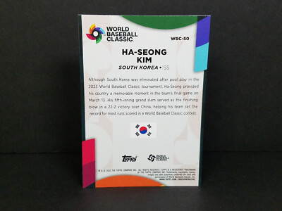 2023 Topps #WBC-50 Ha-Seong Kim, South Korea - World Baseball