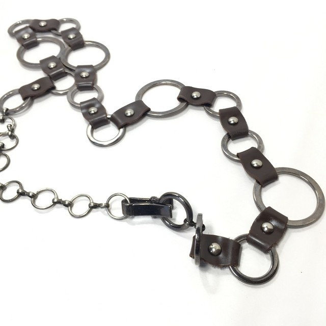 Women's Vintage Brown Metal Circle Chain Motorcycle Belt One Size eBay