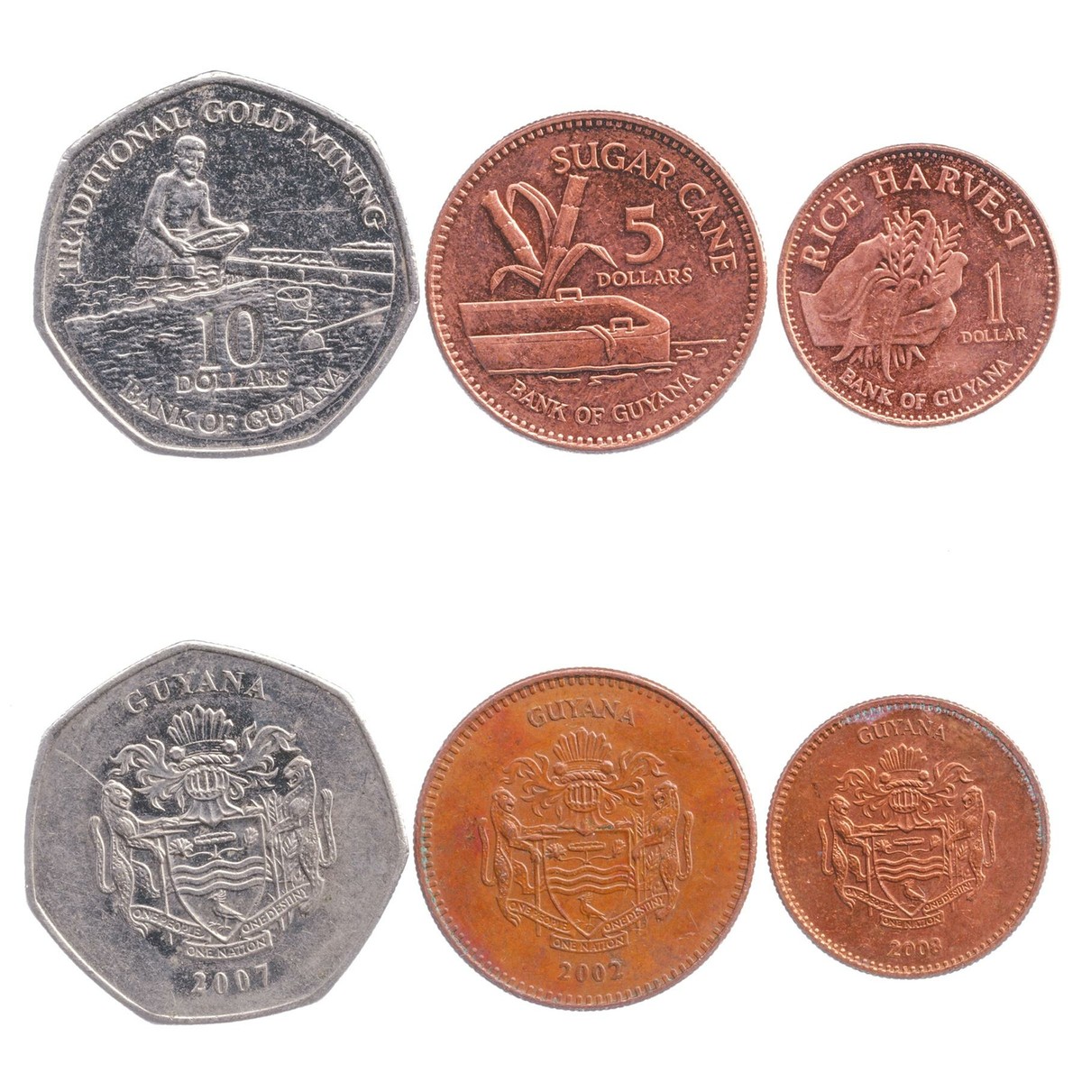 Guyanese 3 Coin Set 1 5 10 Dollars | Sugar Cane | 1996 - 2019 | eBay